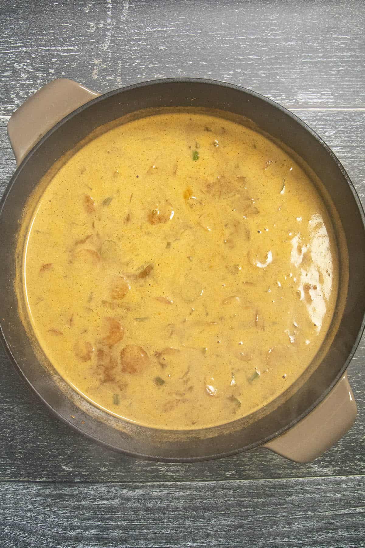 Steaming Shrimp Gumbo simmering in a pot