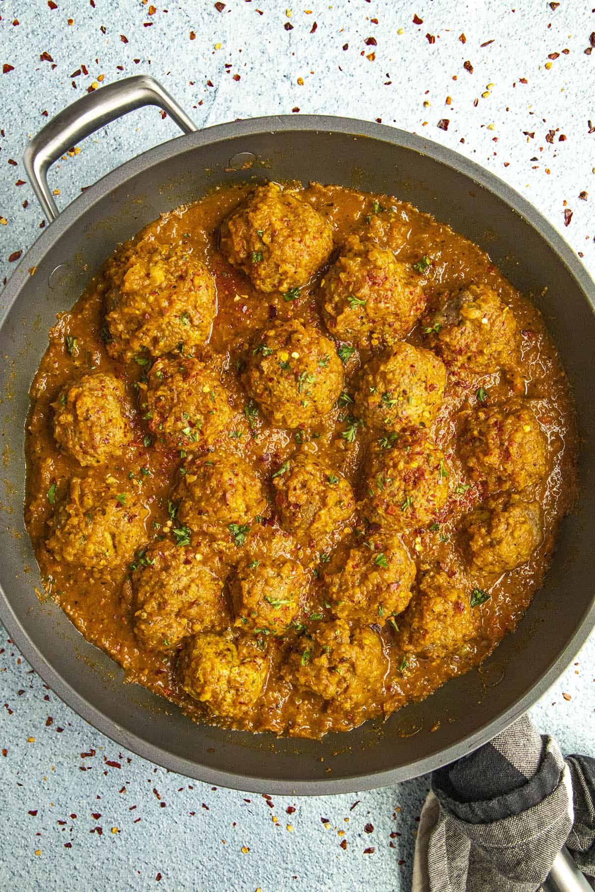 Curried Meatballs in a pan