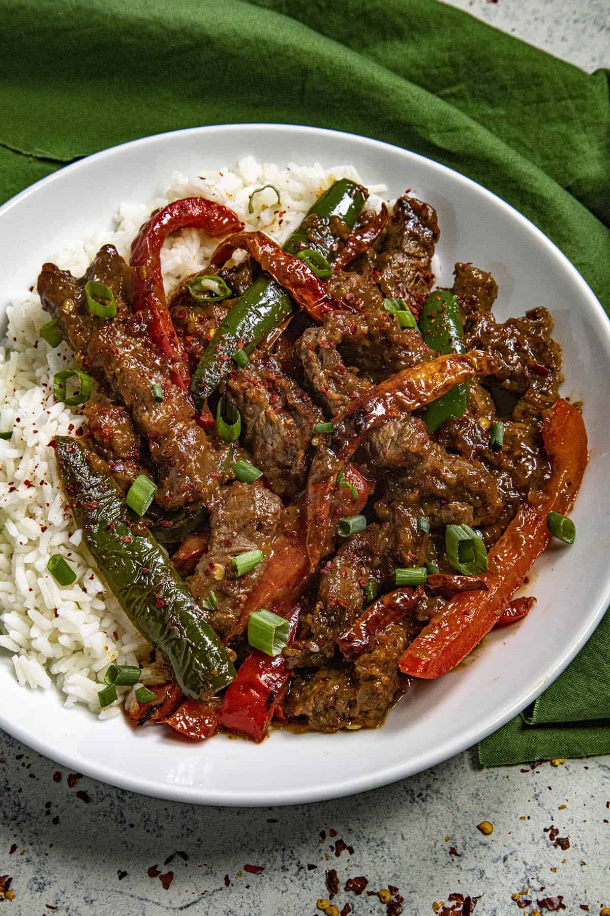 Hunan Beef in a bowl