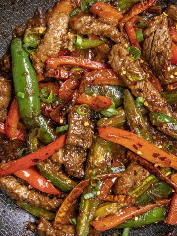 Hunan Beef in a wok