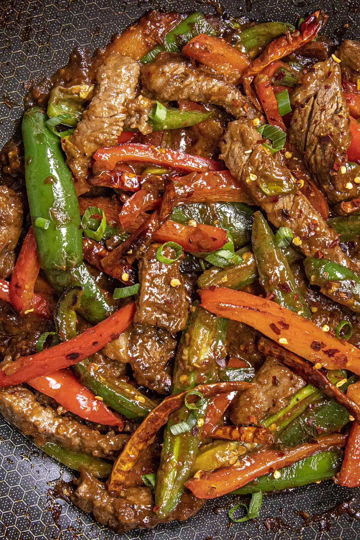 Hunan Beef in a wok