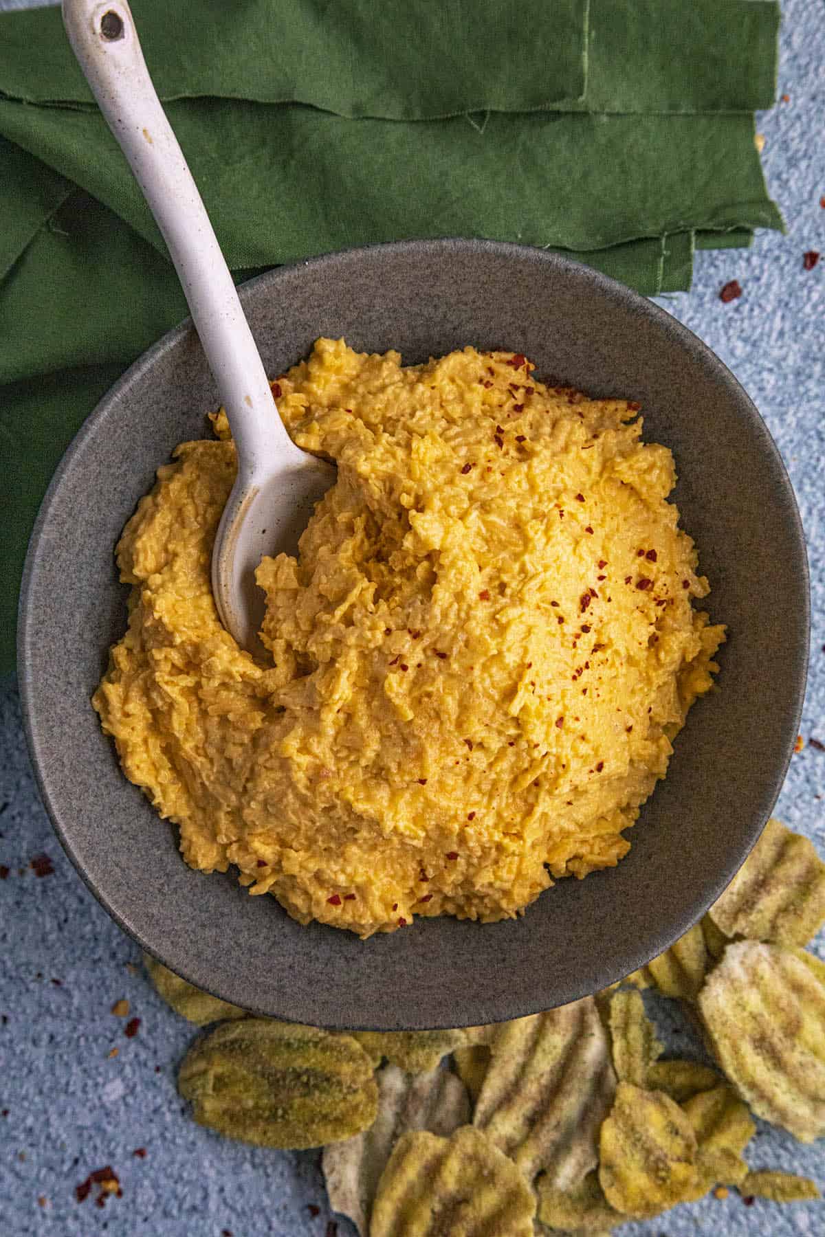 Creamy Aji Pimento Cheese Dip in a bowl, ready to serve