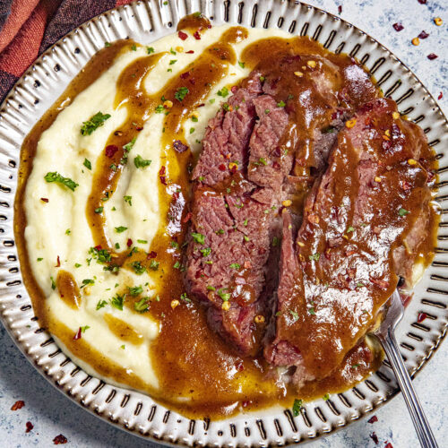 Corned Beef Recipe with Guinness Gravy and Mashed Potatoes