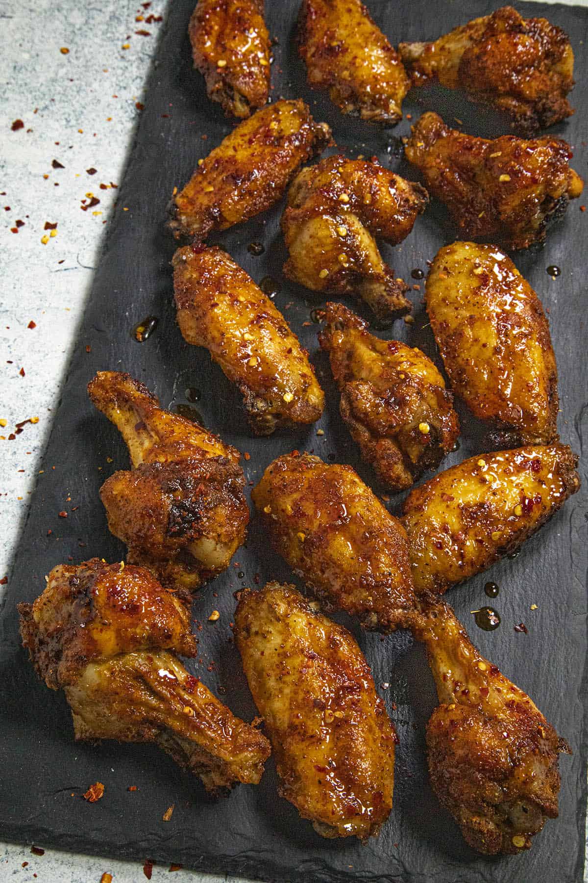 Spicy Hot Honey Wings on a serving platter