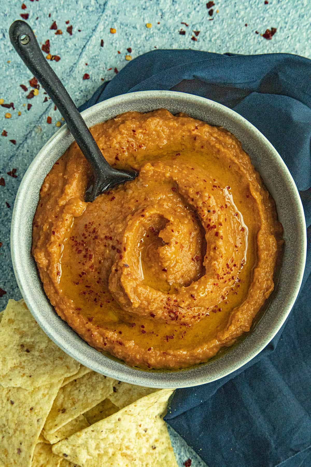 Spicy Red Bean Dip in a serving bowl