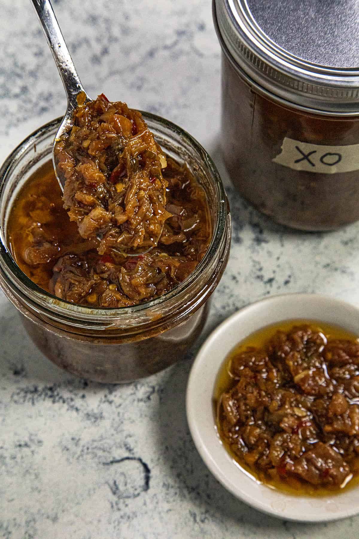 XO Sauce in a jar, ready to serve