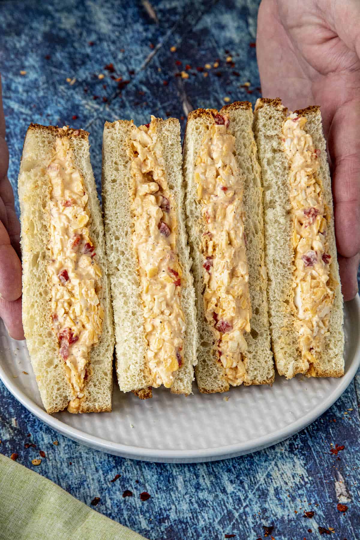 Pimento Cheese Sandwiches on a plate