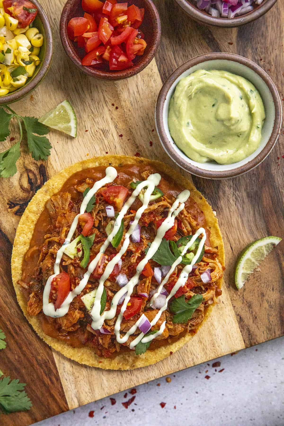 Creamy avocado Crema on a tostada