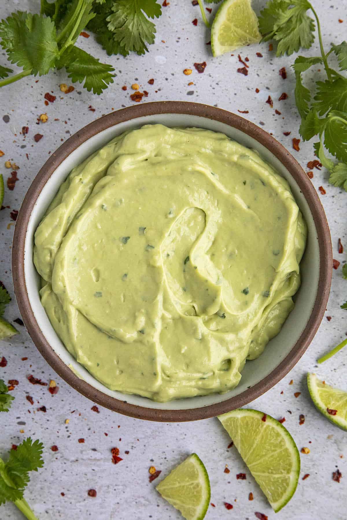 Creamy avocado Crema in a bowl