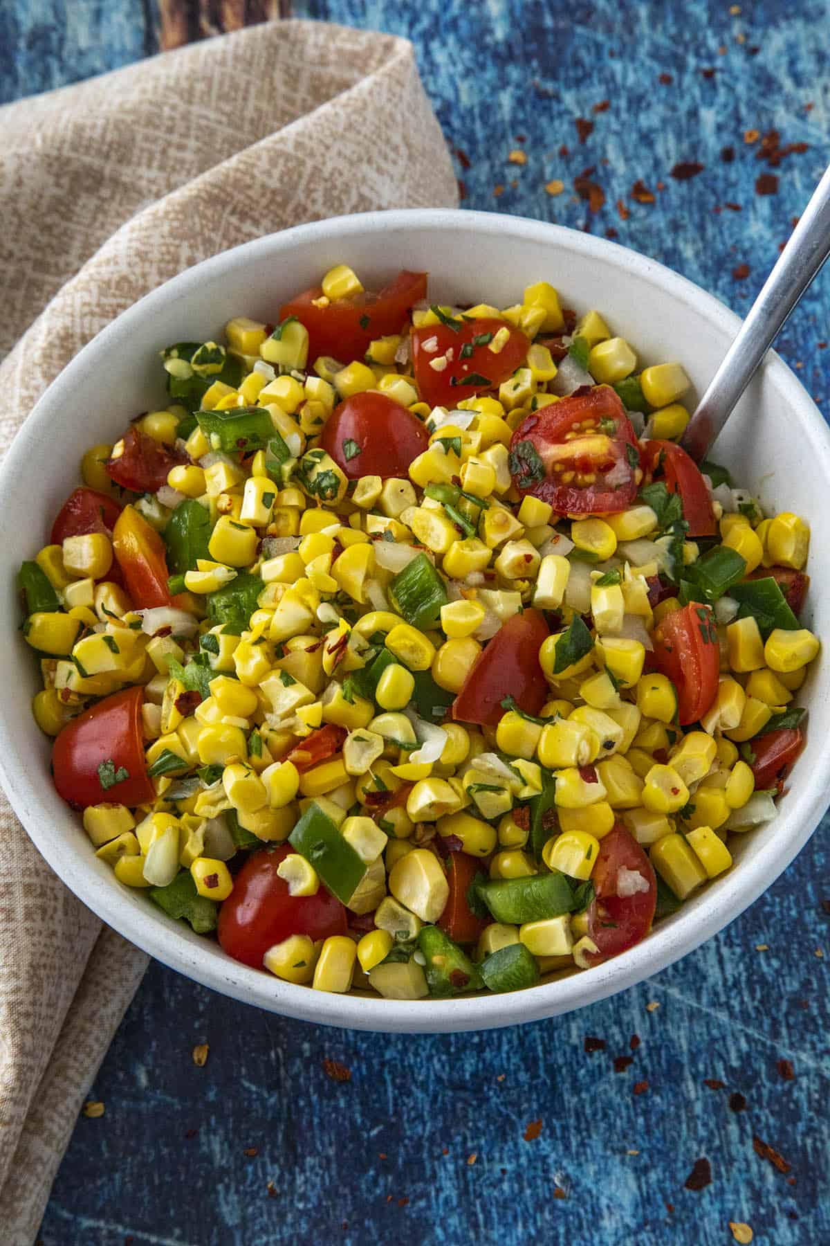 Corn Salsa in a bowl, ready to serve