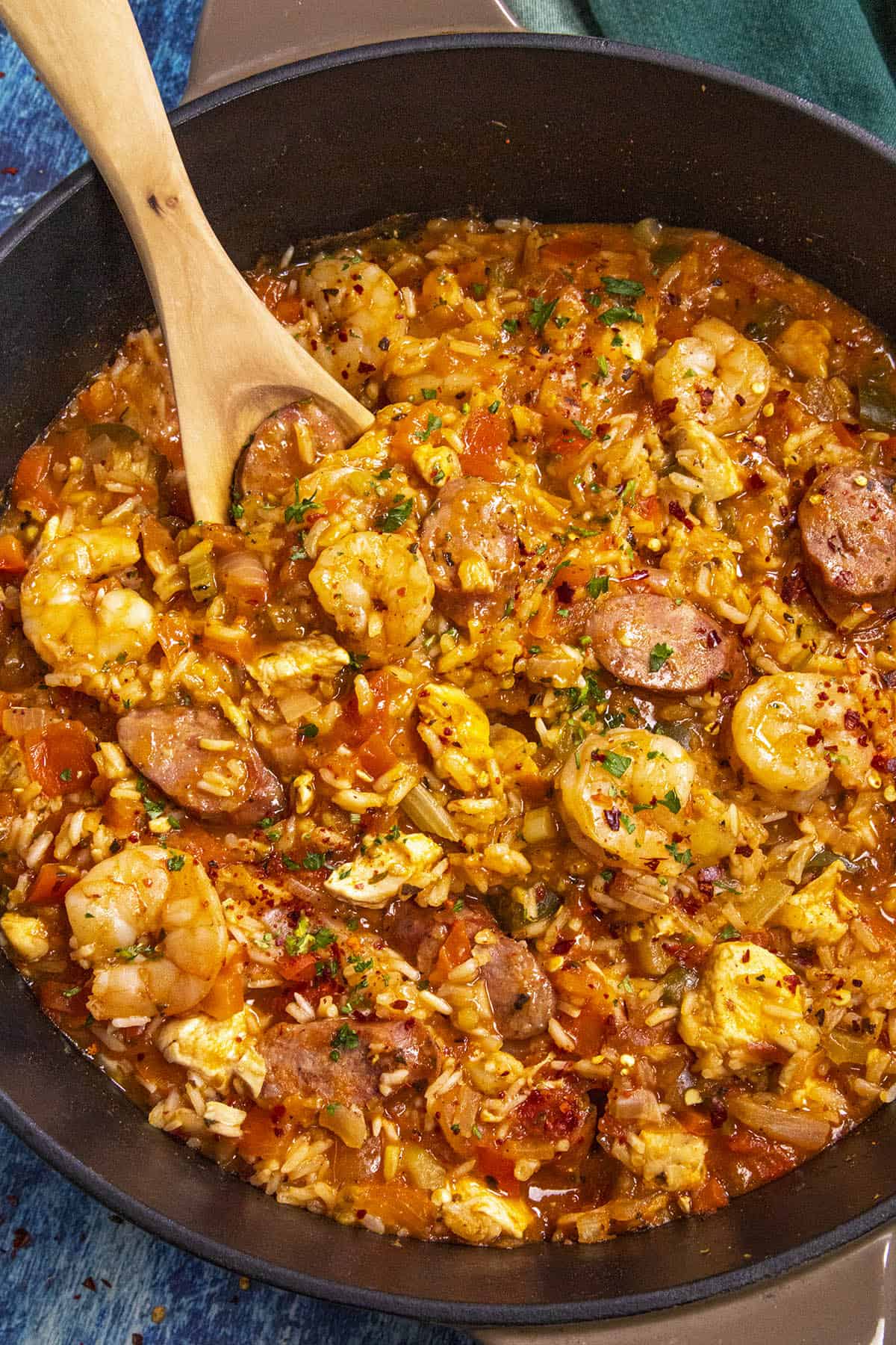 Creole style Jambalaya in a pot