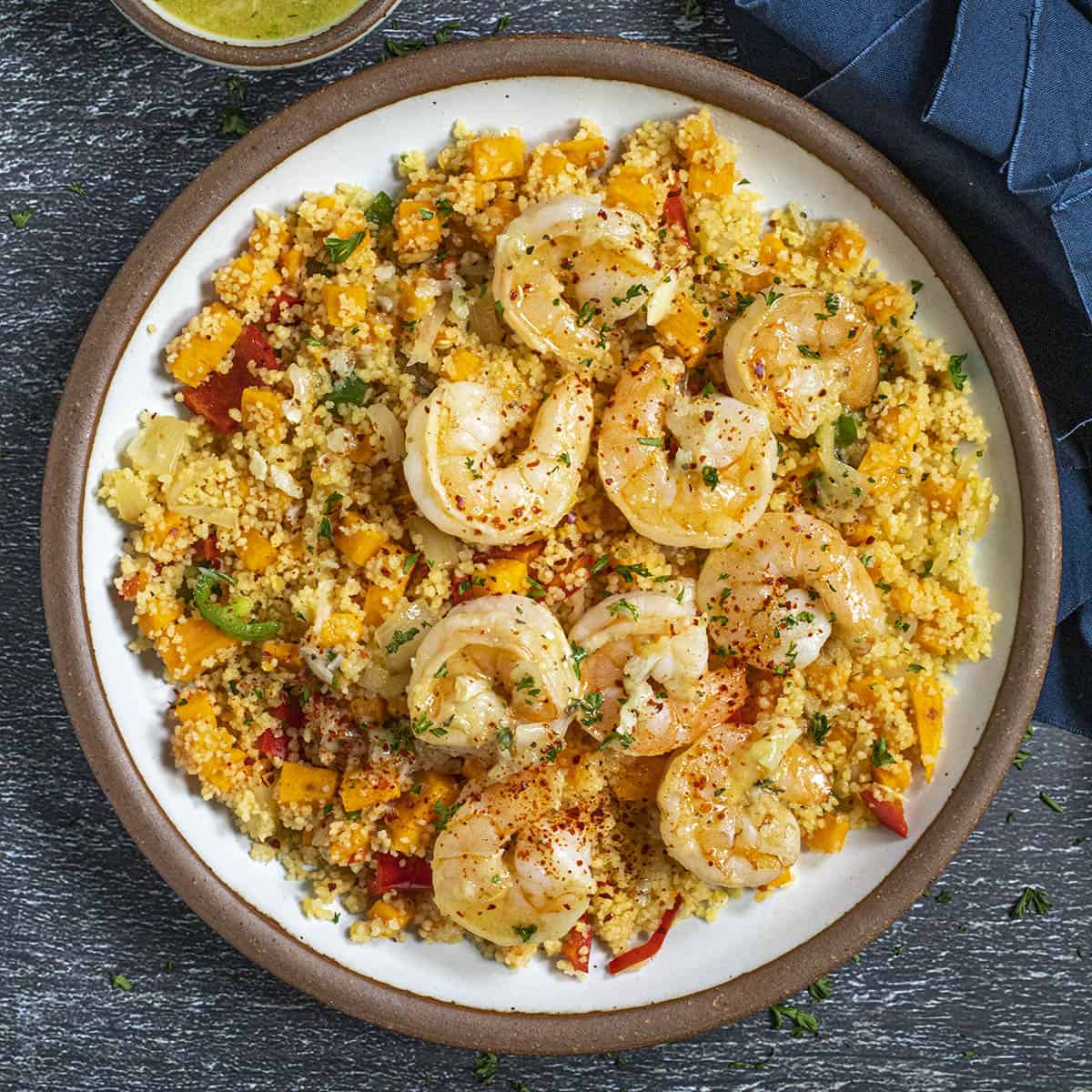 Mojo Shrimp with Chili-Sweet Potato Coucous - Chili Pepper Madness