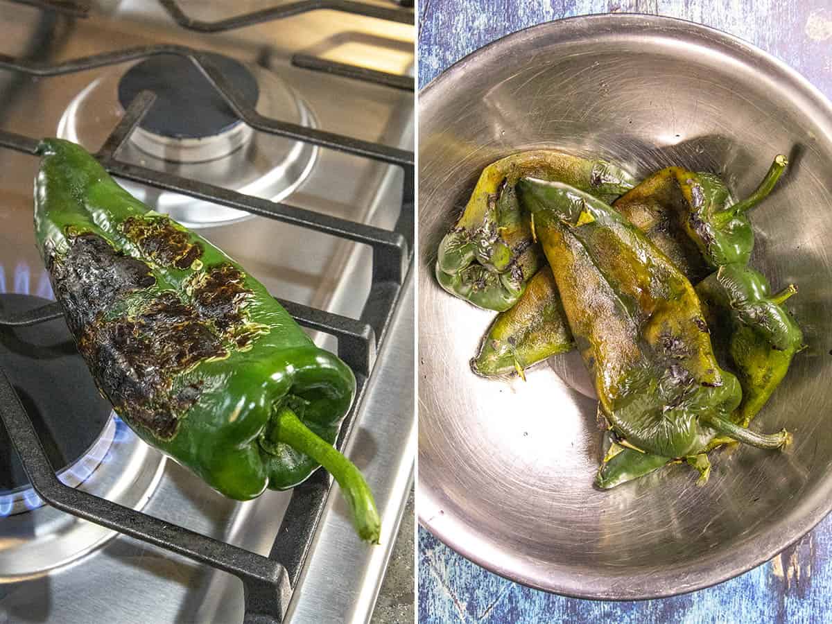 Roasting Poblano Peppers for Rajas Poblanas