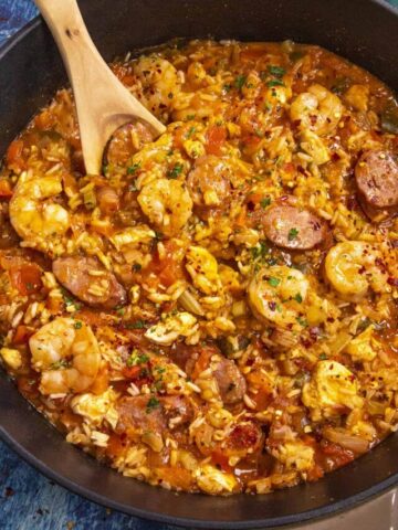 Creole style Jambalaya in a pot