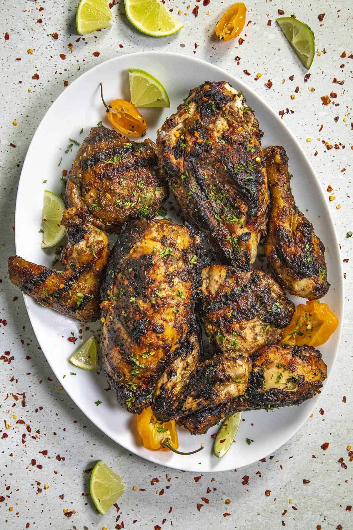 Jamaican Jerk Chicken on a serving platter