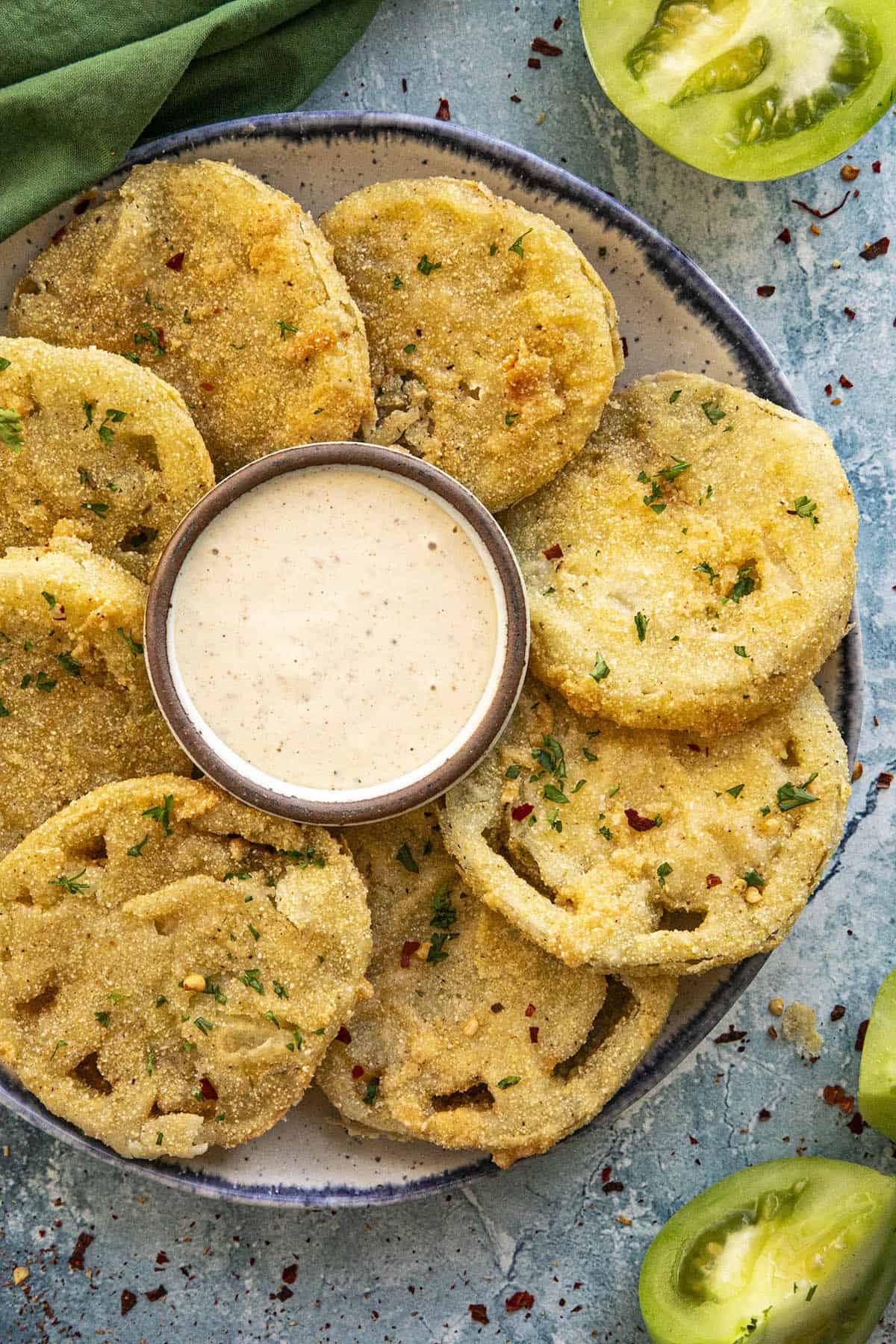 Fried Green Tomatoes on a serving platter