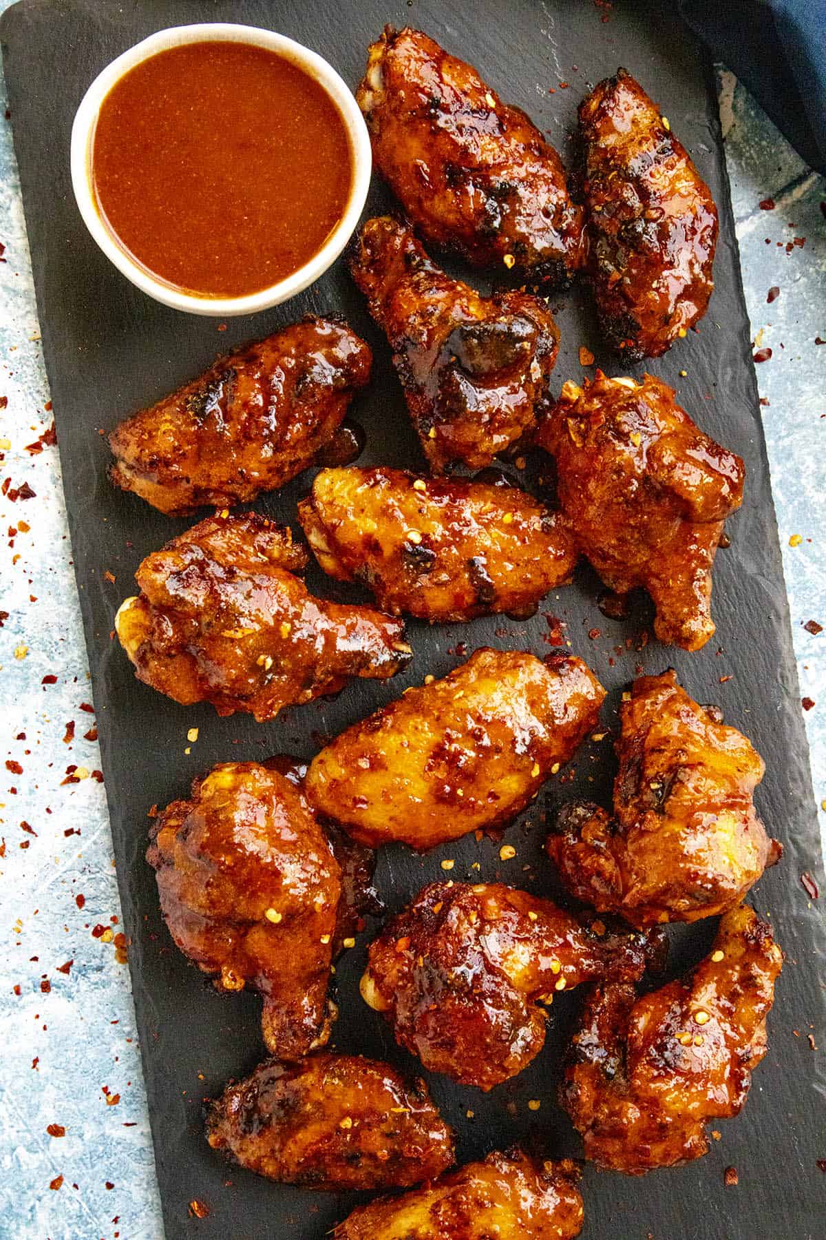 Honey Sriracha Chicken Wings on a platter