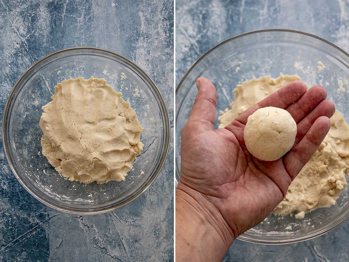 Masa dough and forming a dough ball to make pupusas