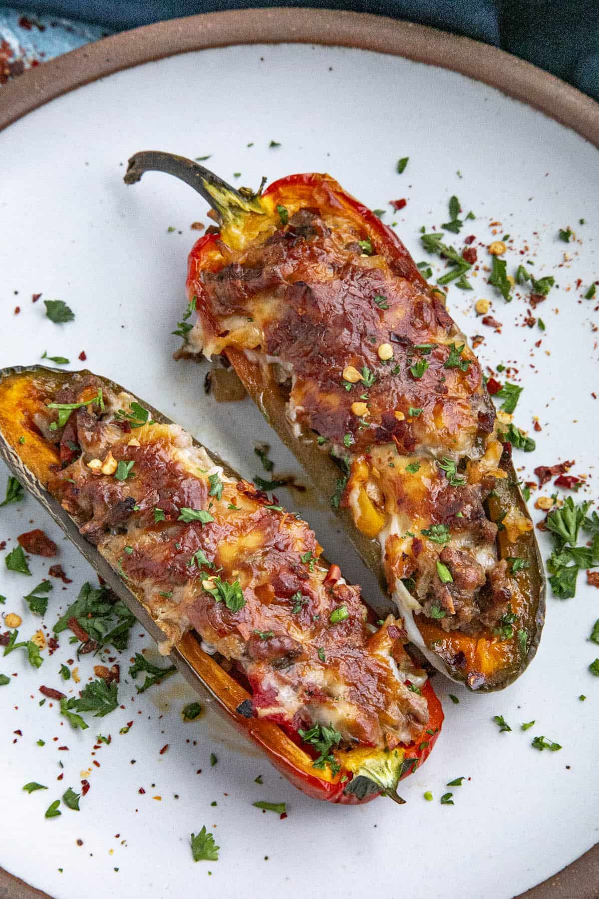 A stuffed jalapeno on a plate