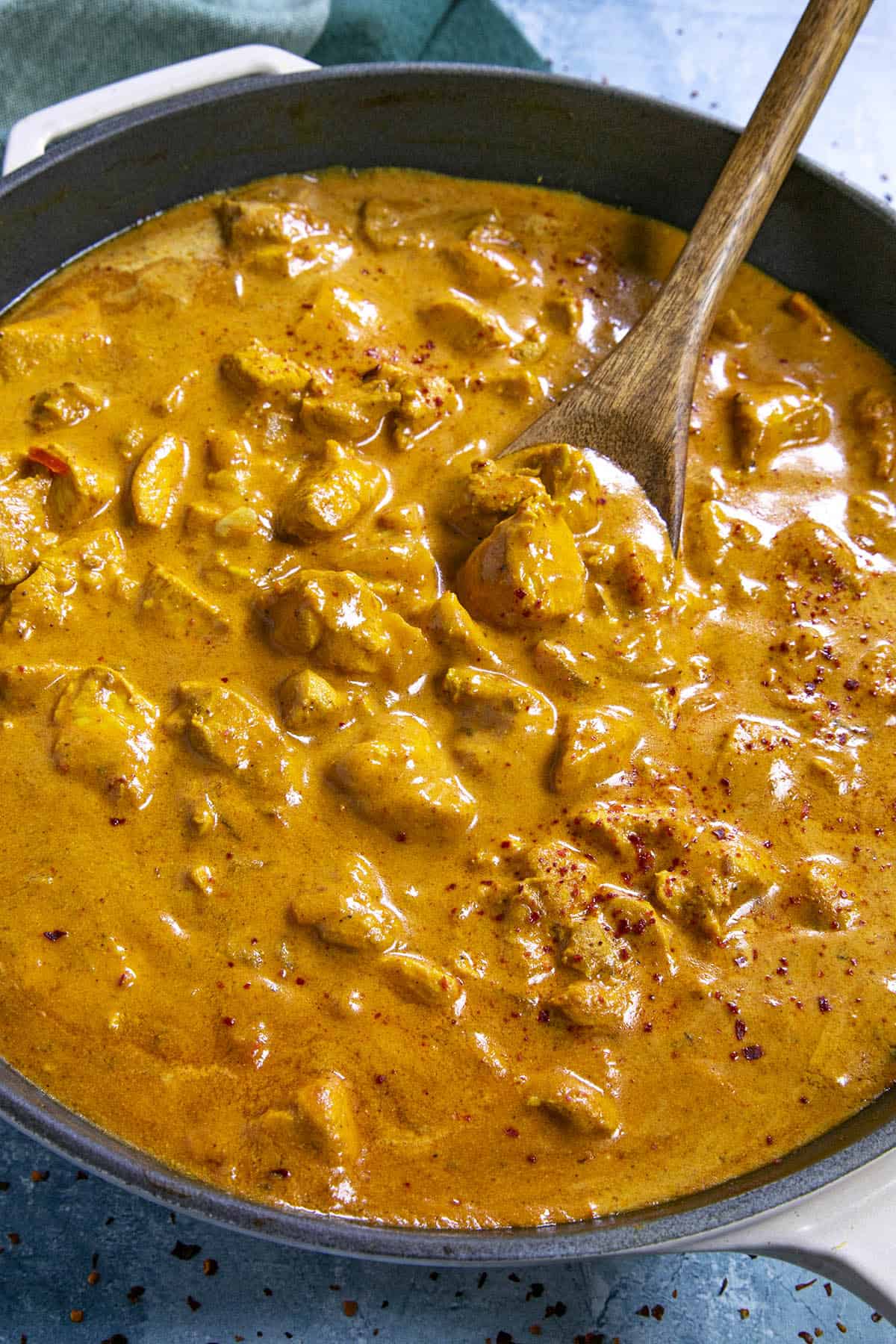 Butter Chicken (Murgh Makhani) in a pan, ready to serve