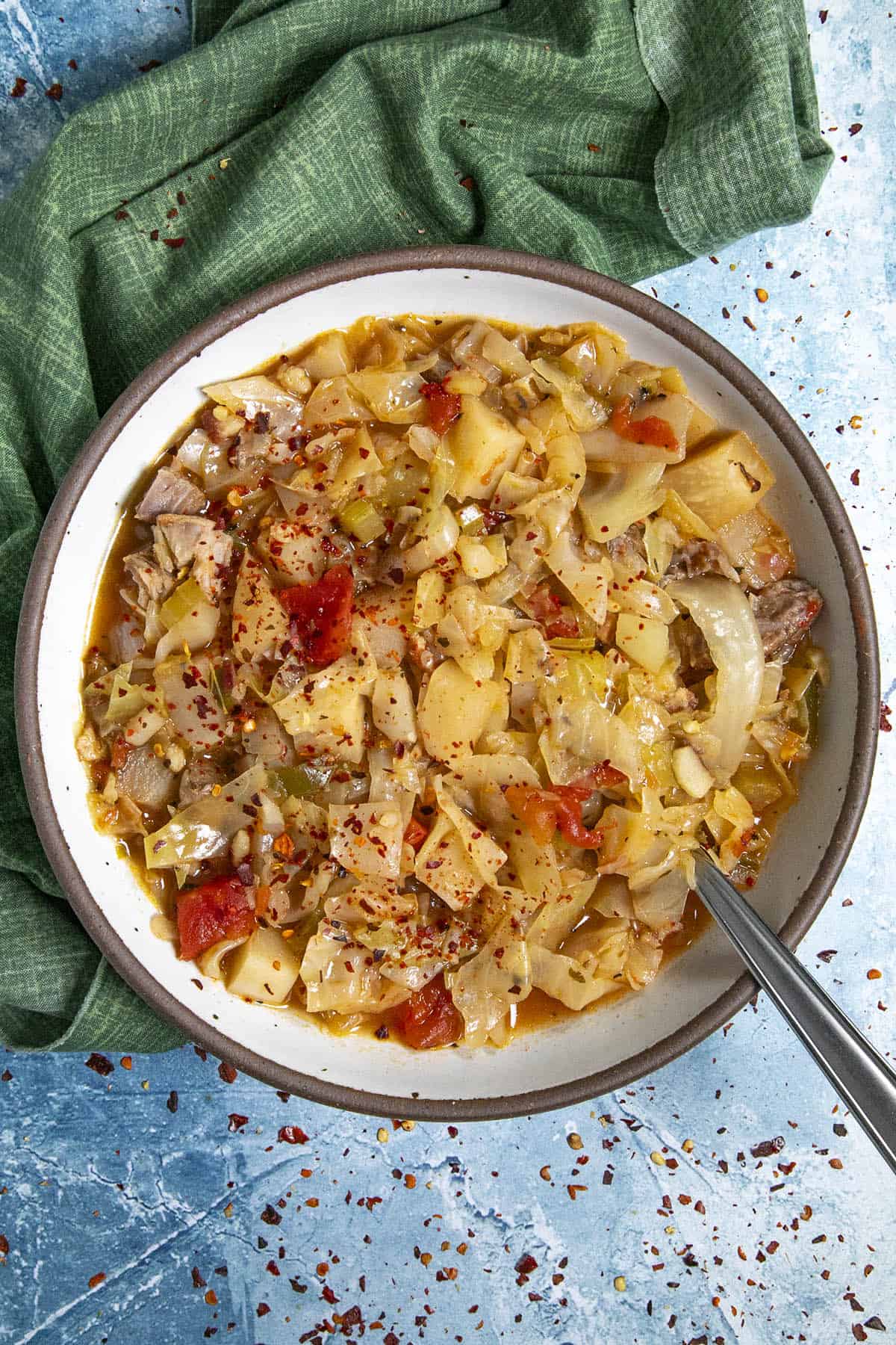 Rustic Cabbage Soup ready to serve