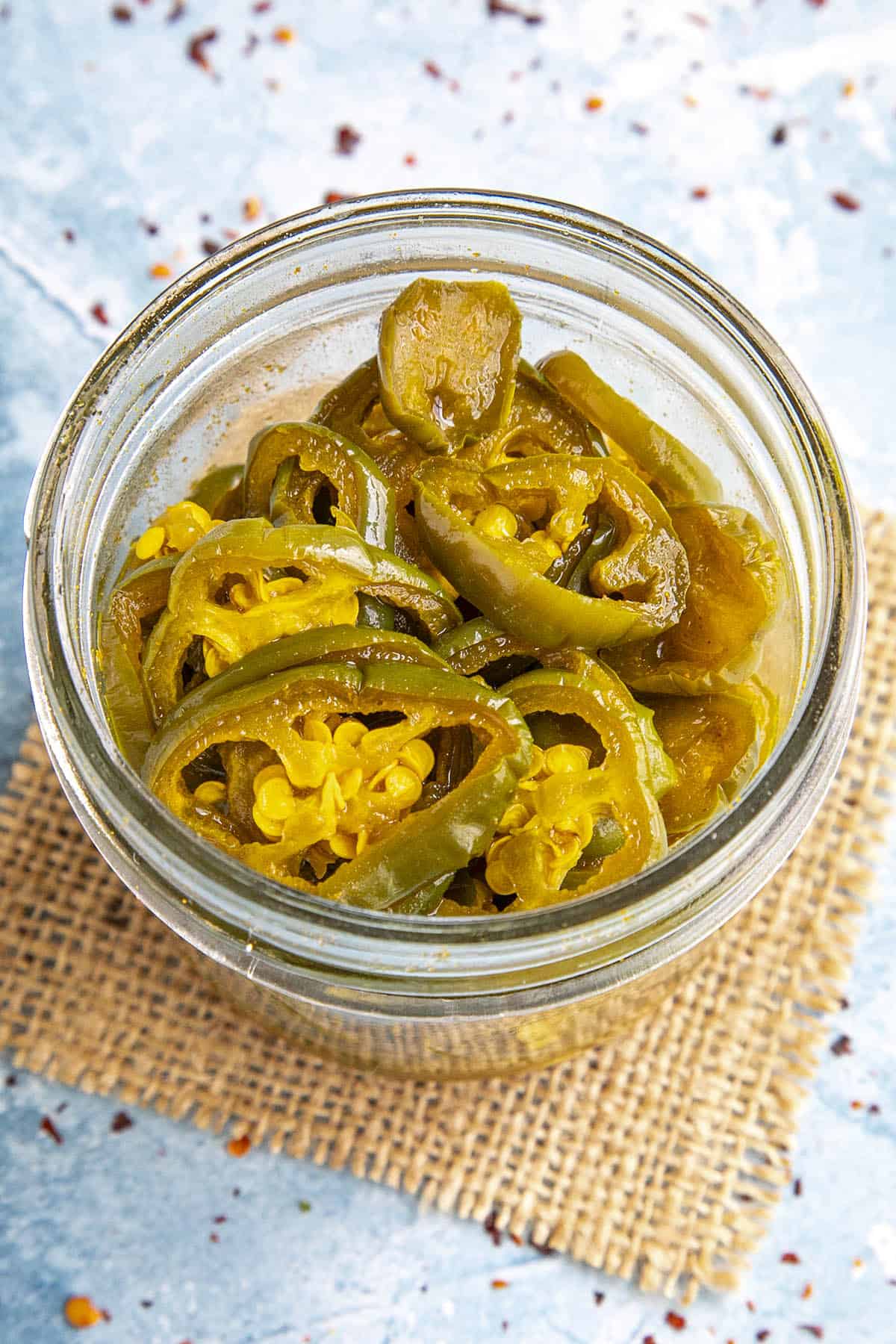 Candied Jalapenos (Homemade Cowboy Candy) in a jar