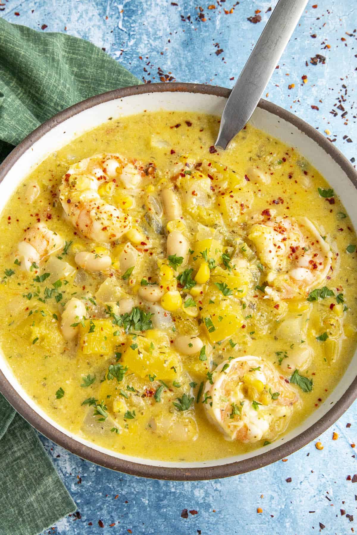Peruvian Squash Stew with shrimp in a bowl