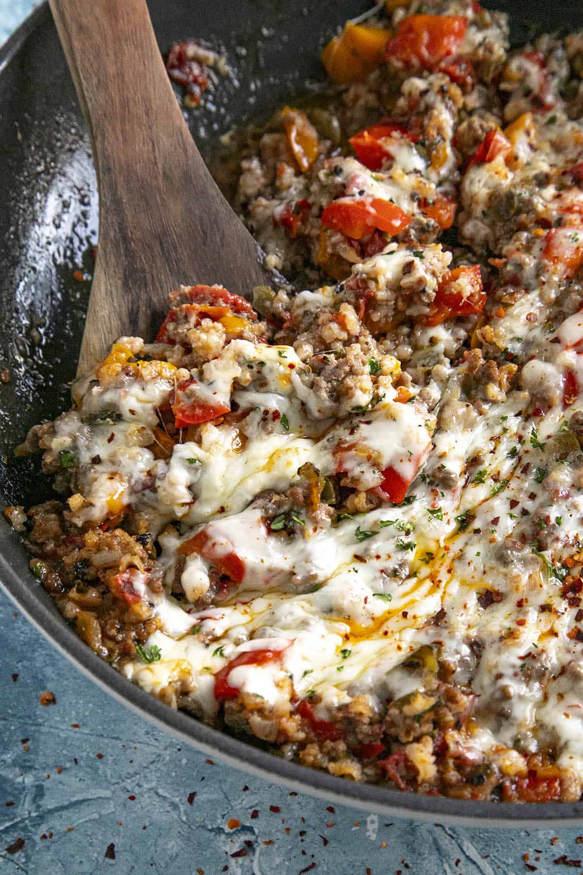 Cheesy, gooey Stuffed Pepper Casserole being served