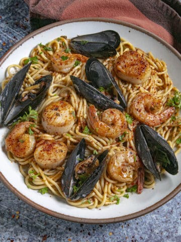 Spicy Marisquera Noodles in a bowl