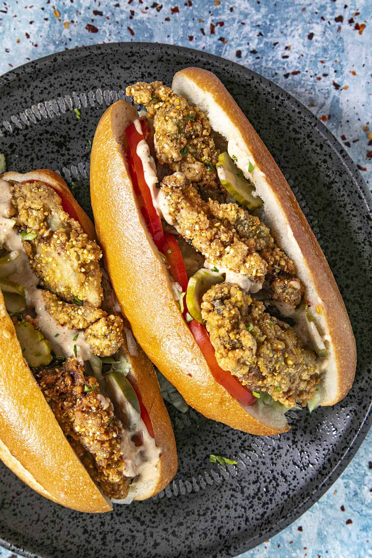 Oyster Po Boy Sandwiches ready to serve