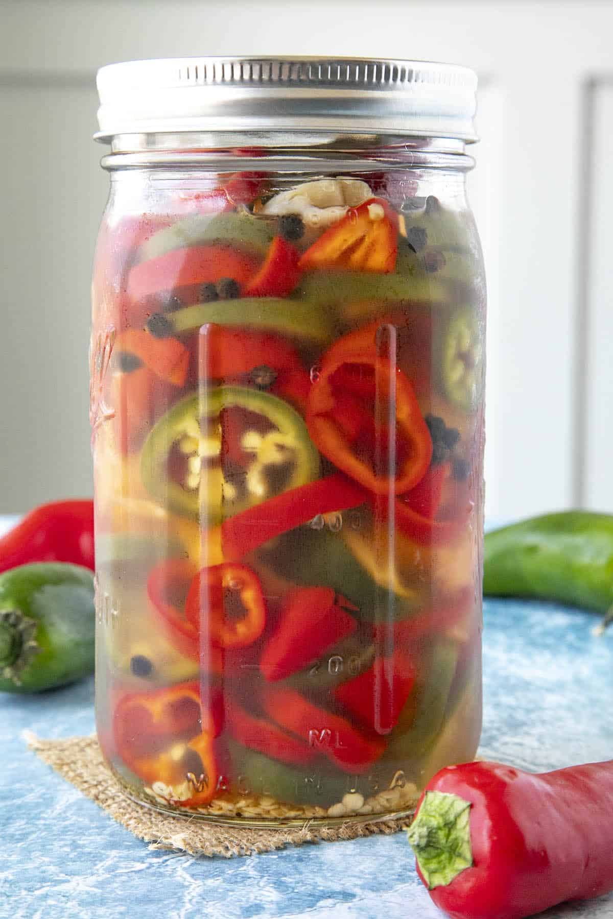 Easy Refrigerator Pickled Peppers, ready to serve