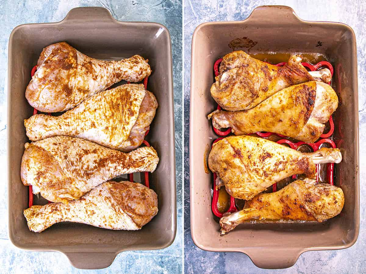 Roasted turkey legs rubbed with spices, then fresh out of the oven