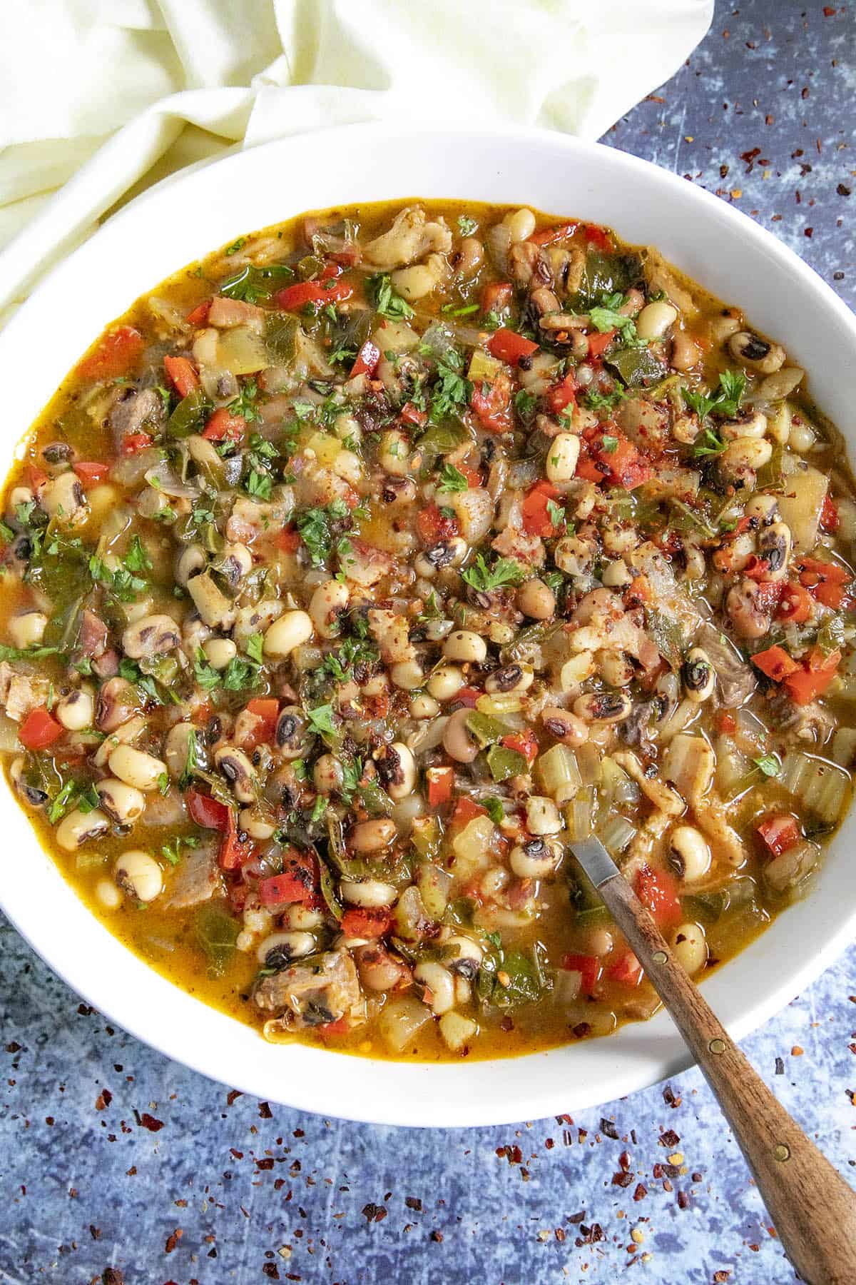 Black Eyed Peas Soup in a bowl, ready to serve