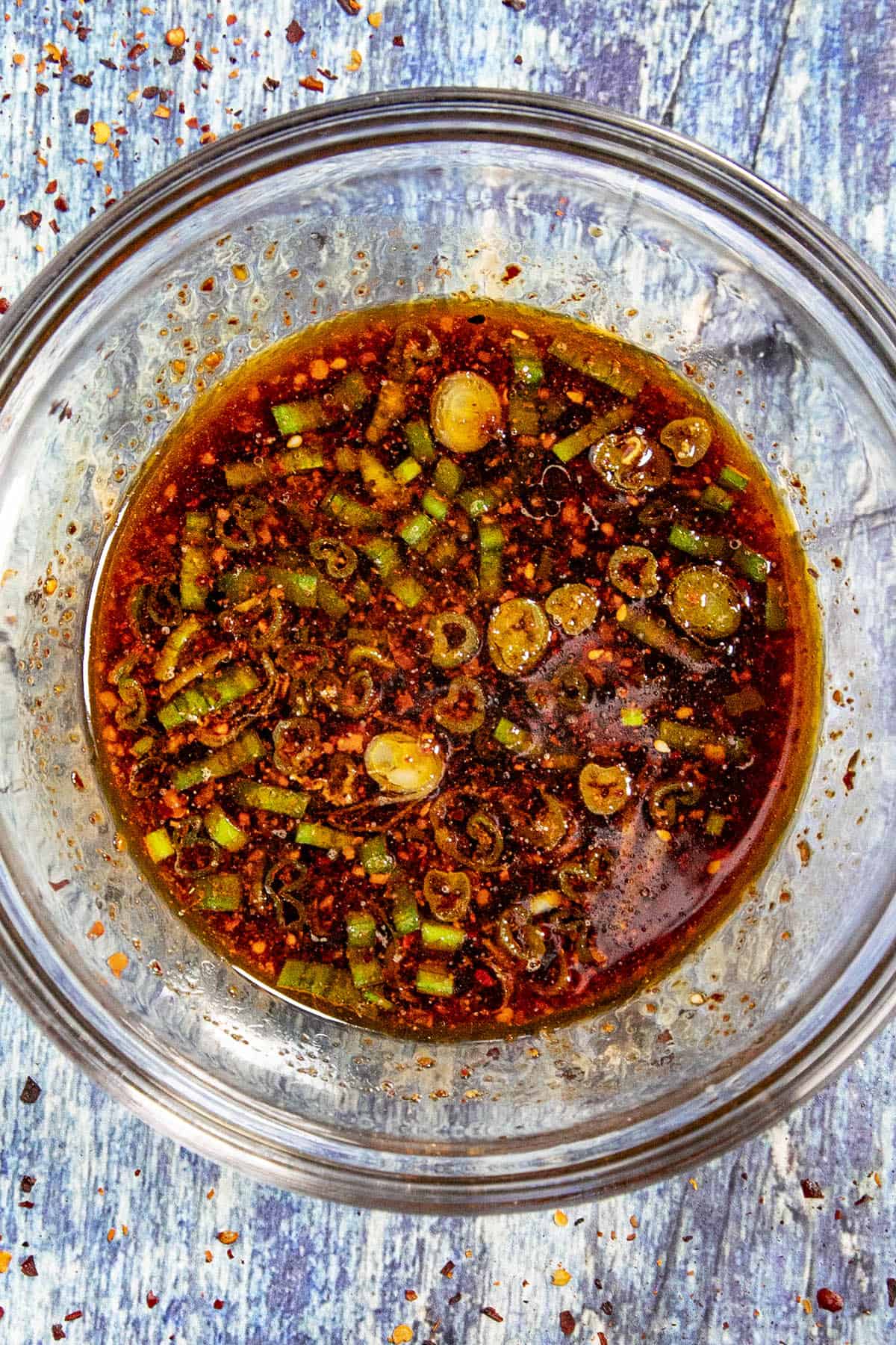 Gyoza Dipping Sauce whisked in a bowl