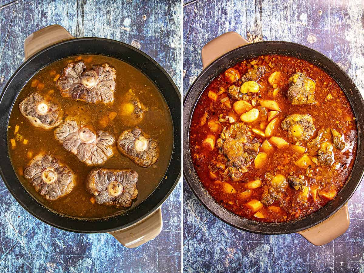 Simmering Oxtail Soup in a large pot until the meat is very tender