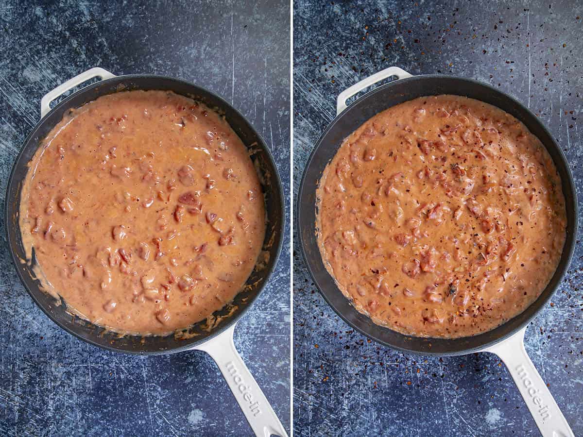 Simmering Tomato Gravy in a pan