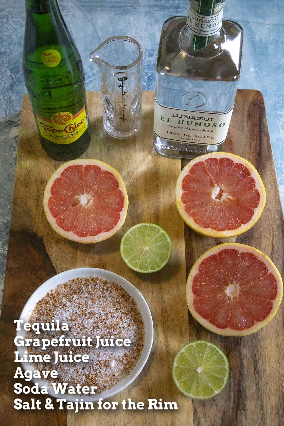 Ingredients to make a Paloma Cocktail (Paloma Drink)