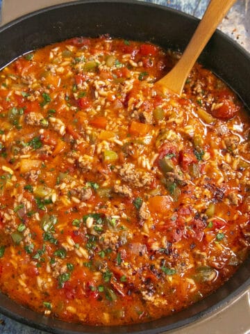 Stuffed Pepper Soup in a pot