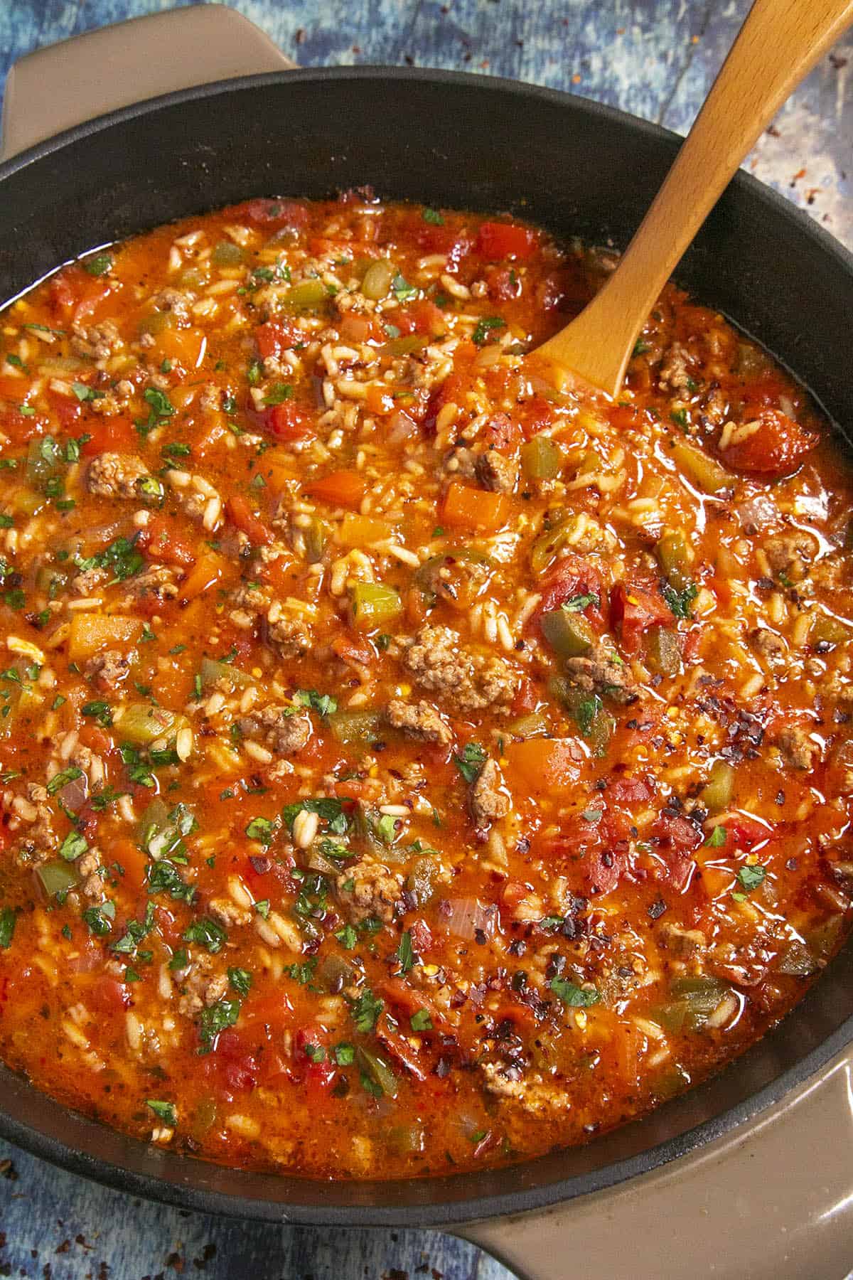 Stuffed Pepper Soup in a pot