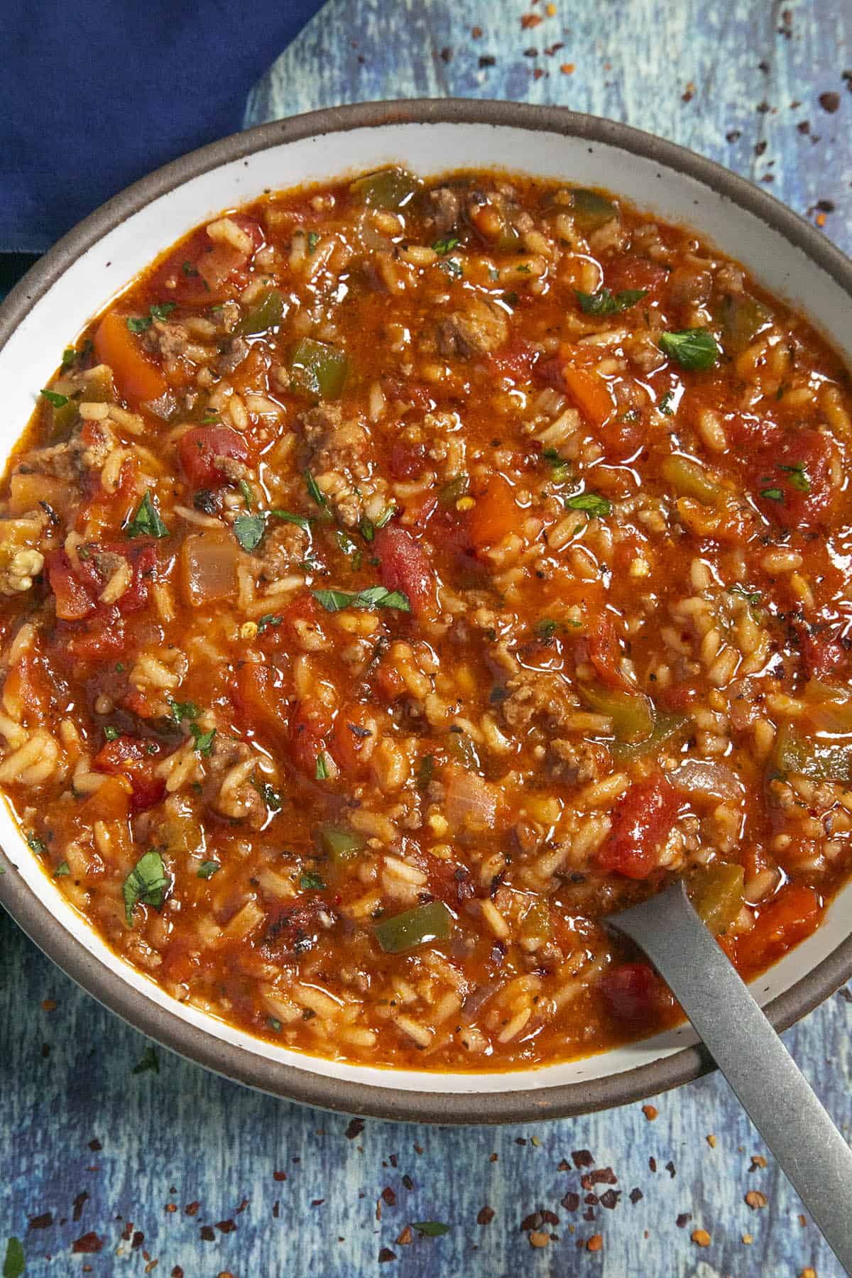 A bowl of Stuffed Pepper Soup