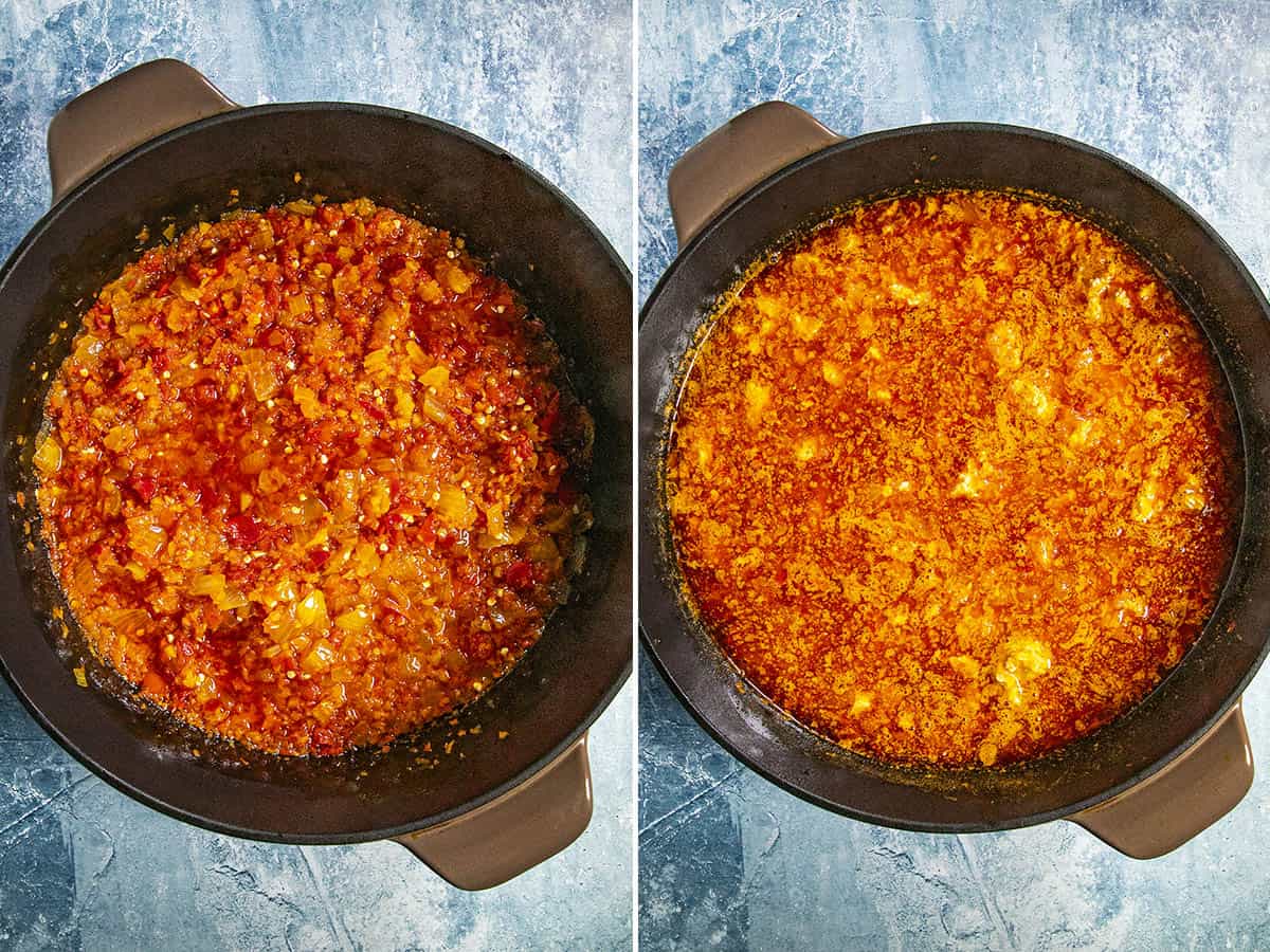 Egusi Soup simmering in a pot