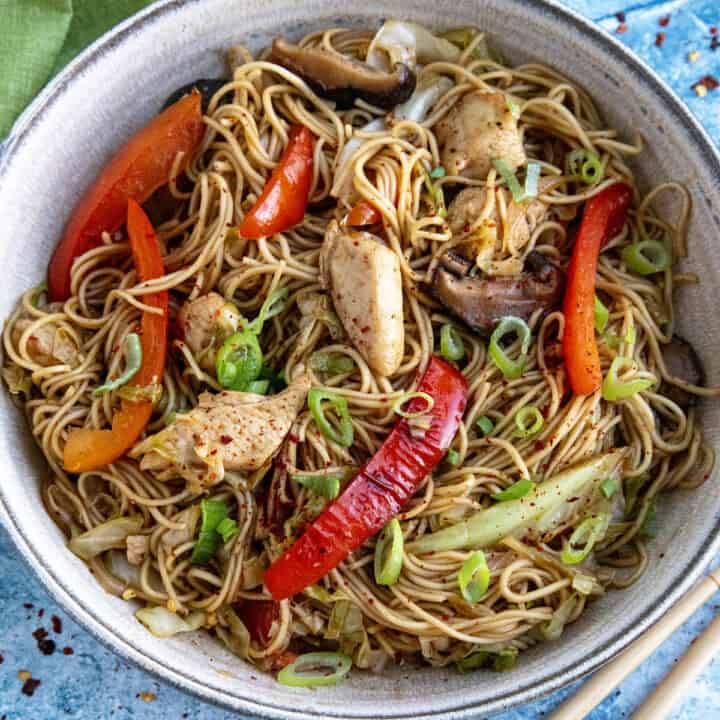 Yakisoba Noodles in a bowl