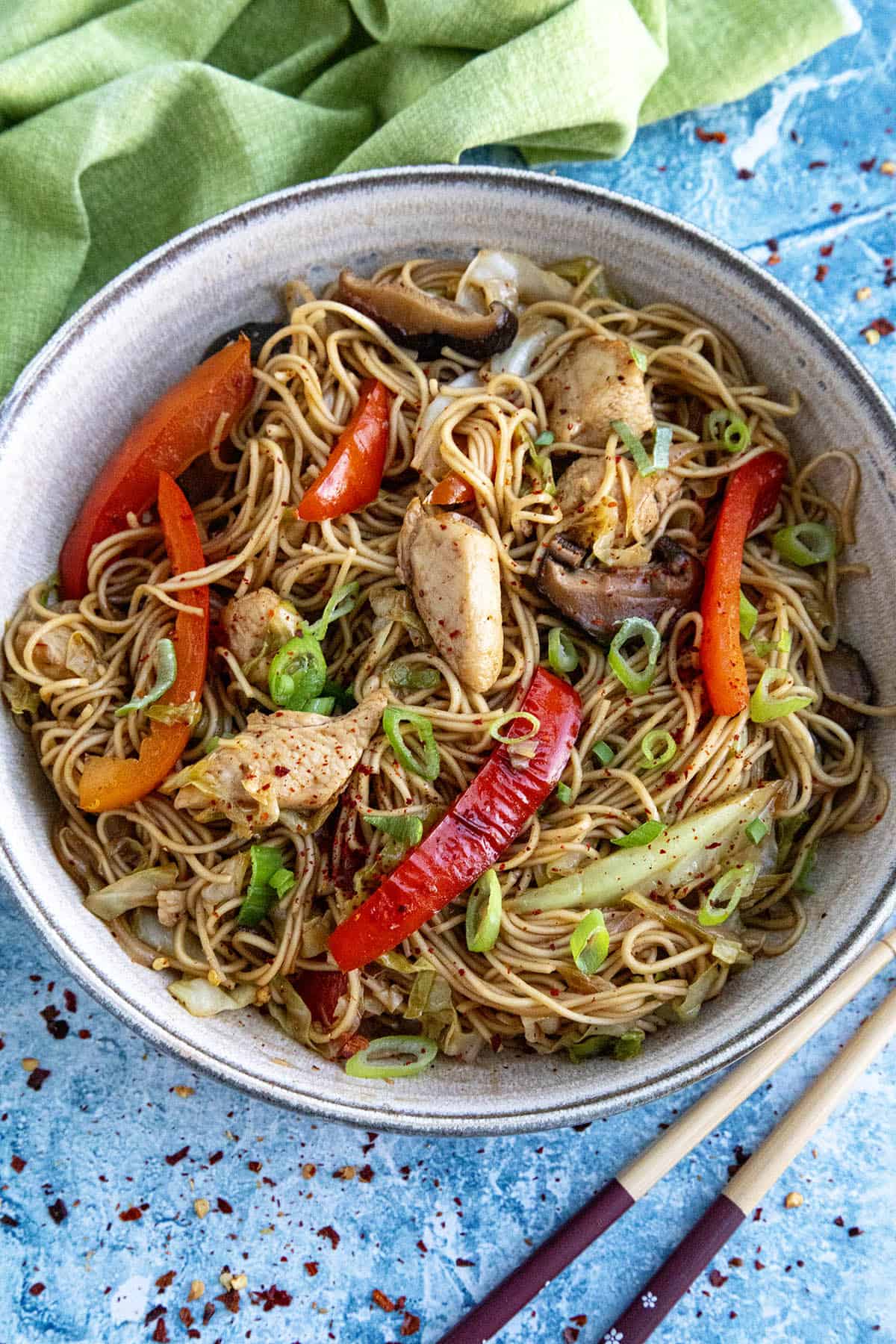 Yakisoba Noodles in a bowl