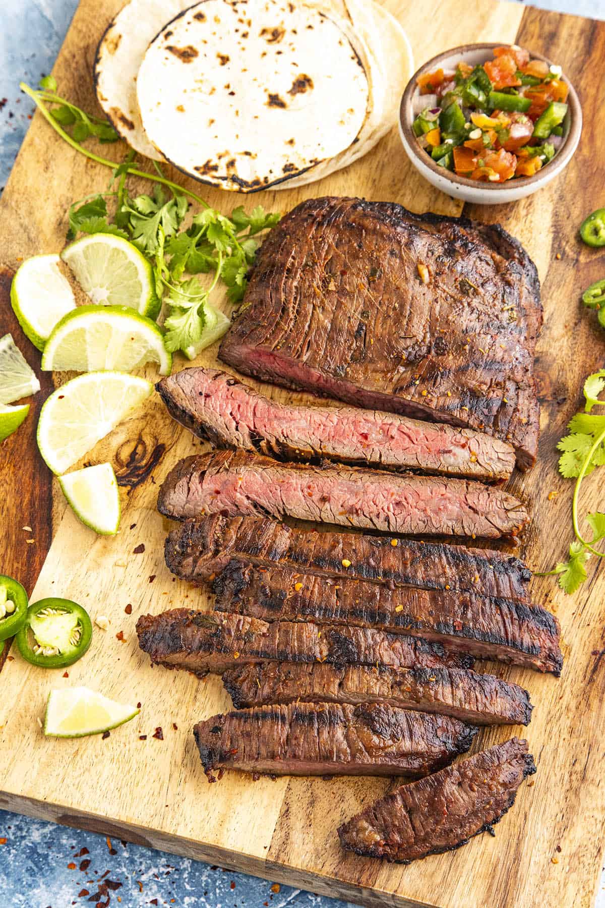 Carne Asada on a cutting board