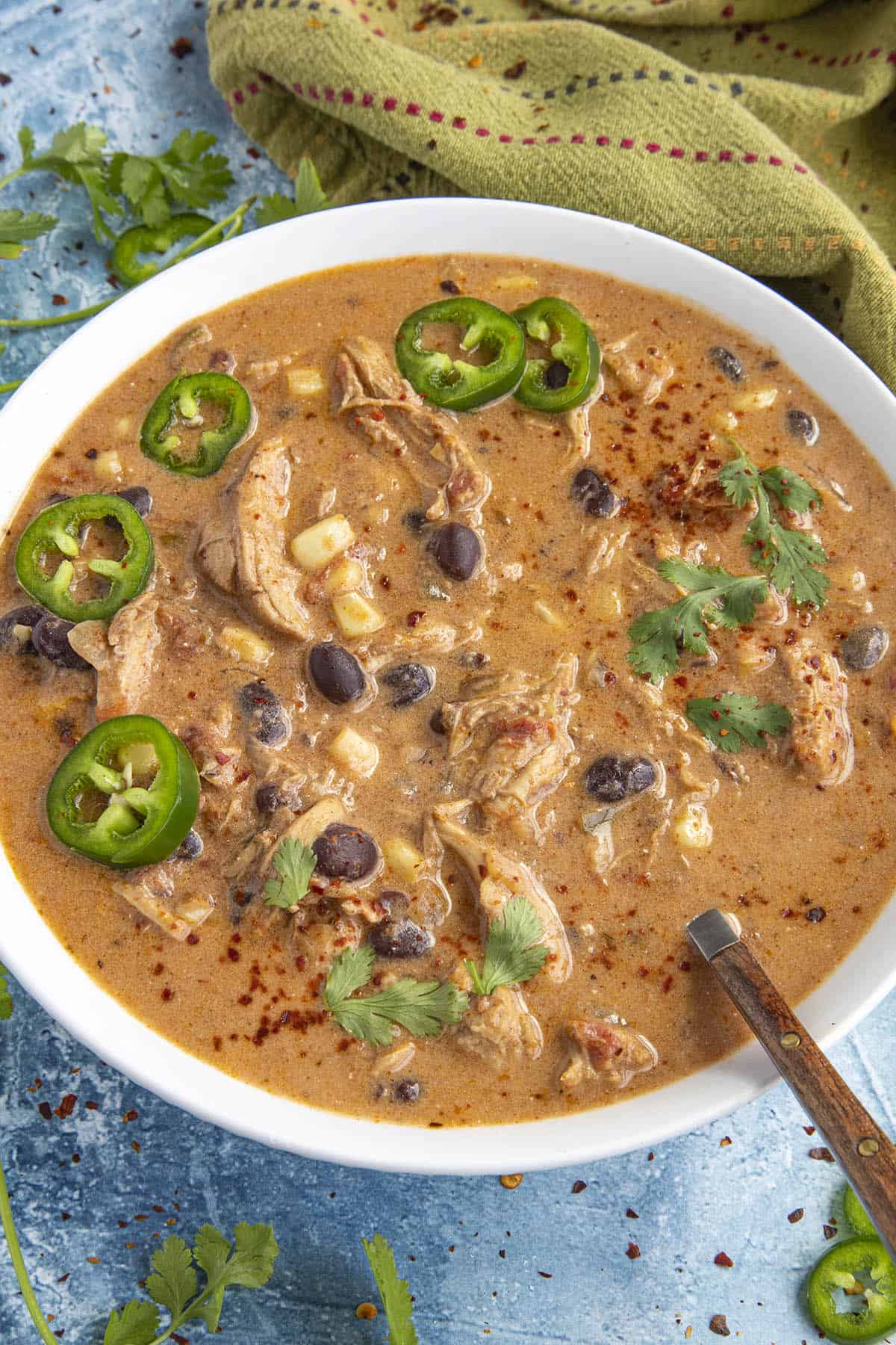 Creamy Chicken Enchilada Soup in a bowl