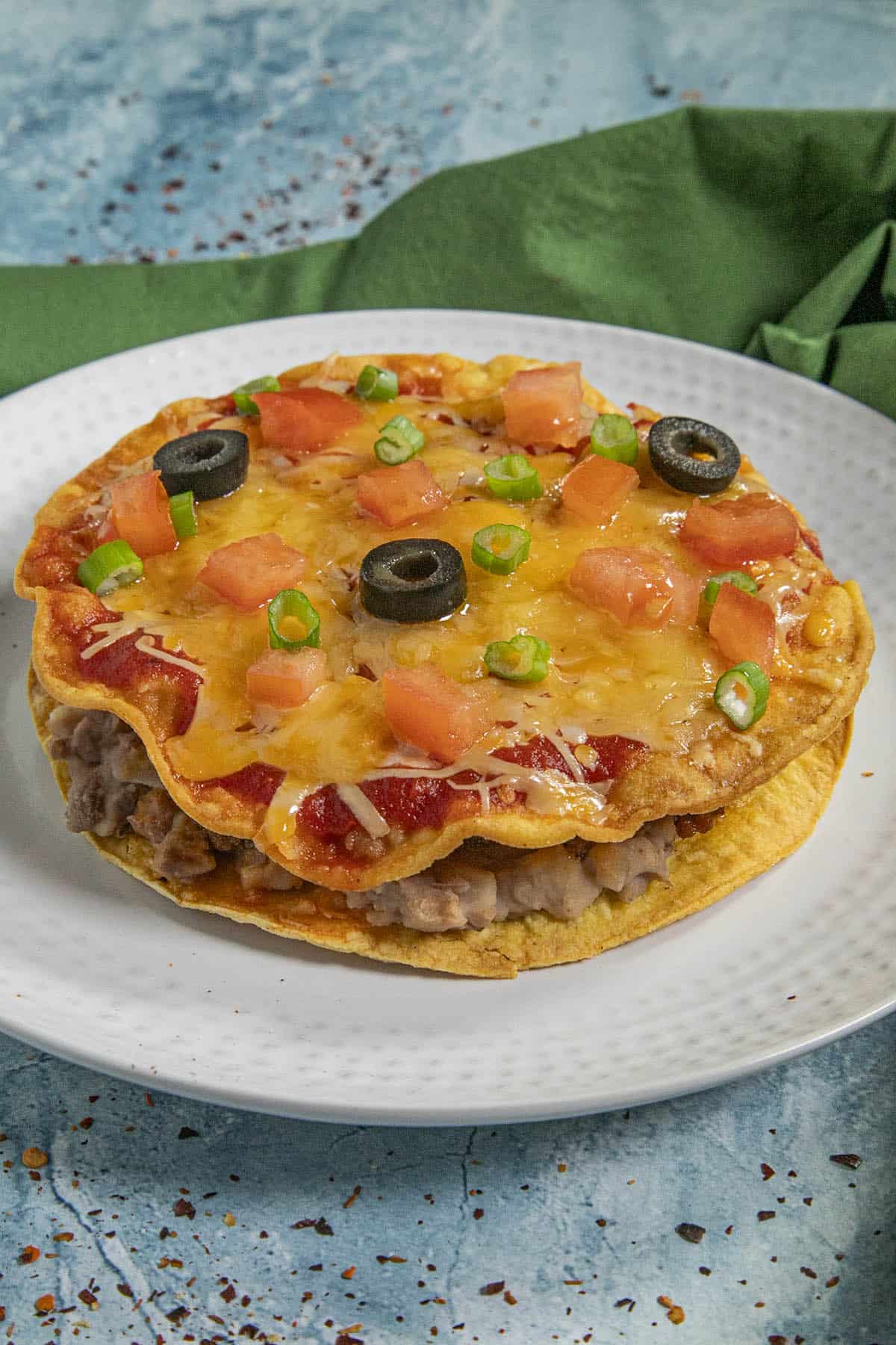 Mexican pizza on a plate
