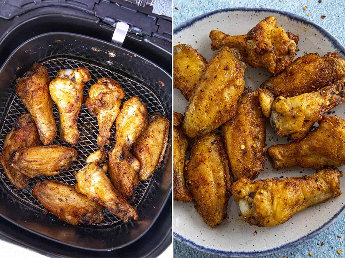 Crispy air fryer chicken wings straight out of the air fryer