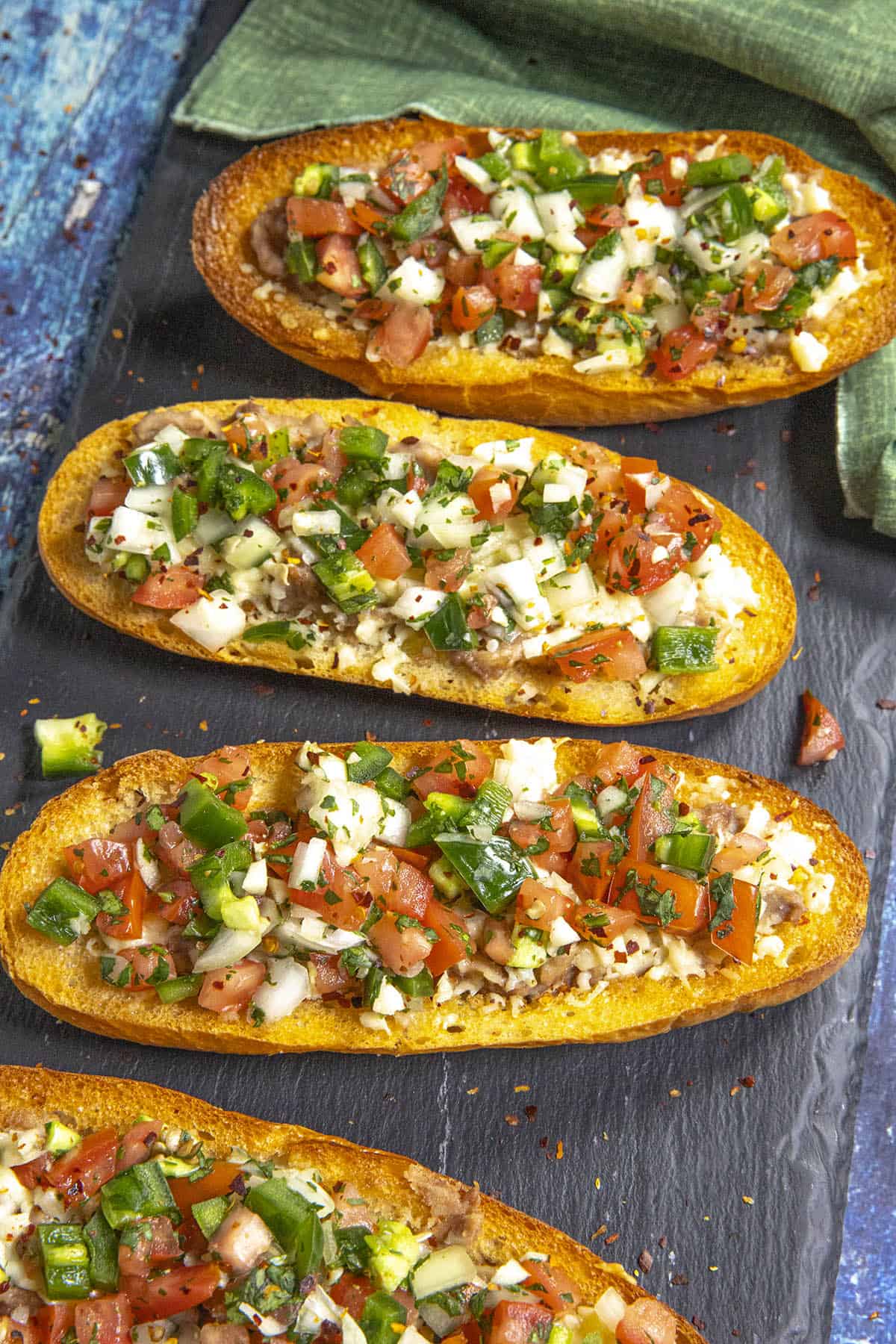 Mexican molletes on a serving platter