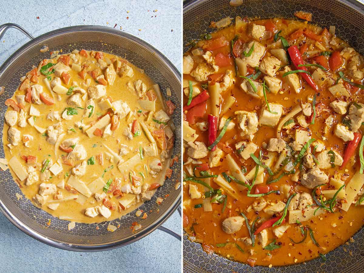 Simmering Panang Curry in a wok