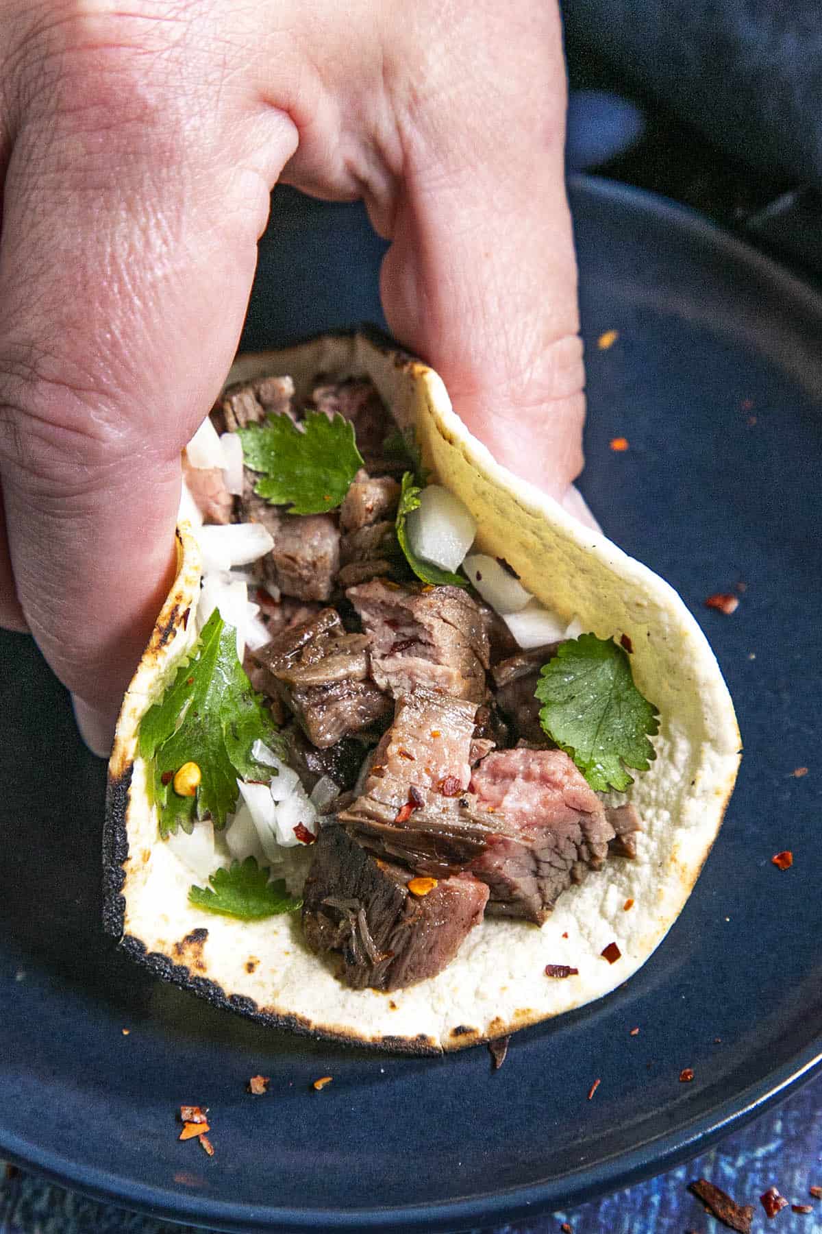 Mike picking up a juicy Street Taco